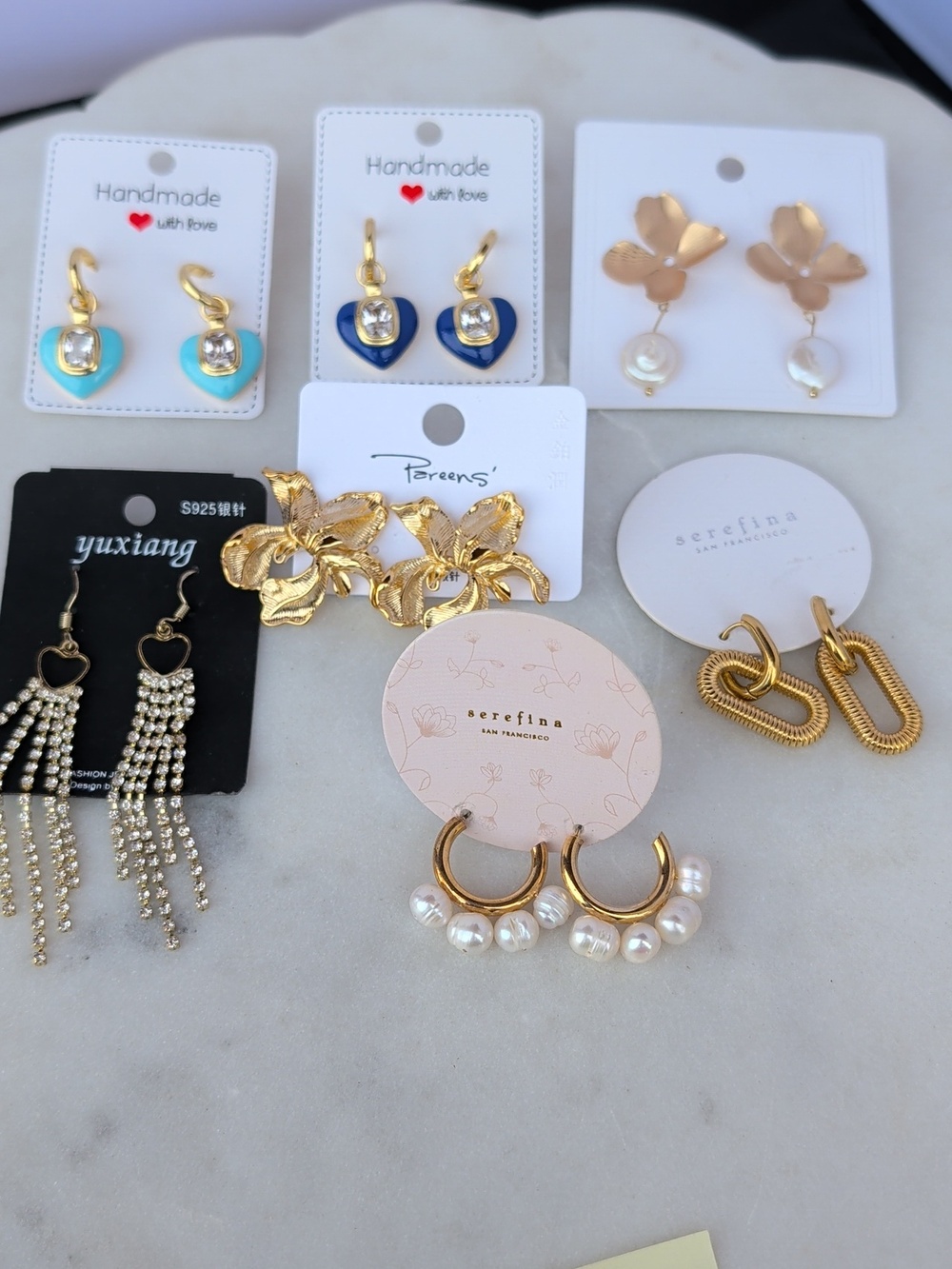 Gold Tone Drop Hoop Chandelier Statement Earrings Assorted